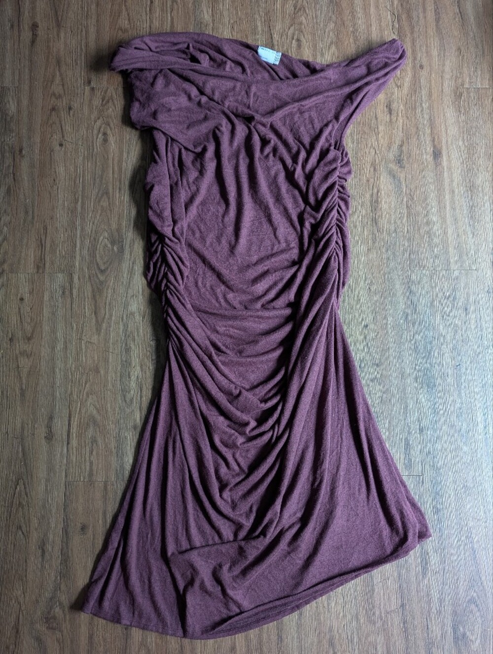 Burgundy Ruched Off-Shoulder Women’s Asymmetrical Dress Sz 24